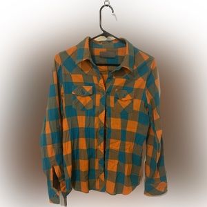 Paper doll Orange and Turquoise Long Sleeve Shirt